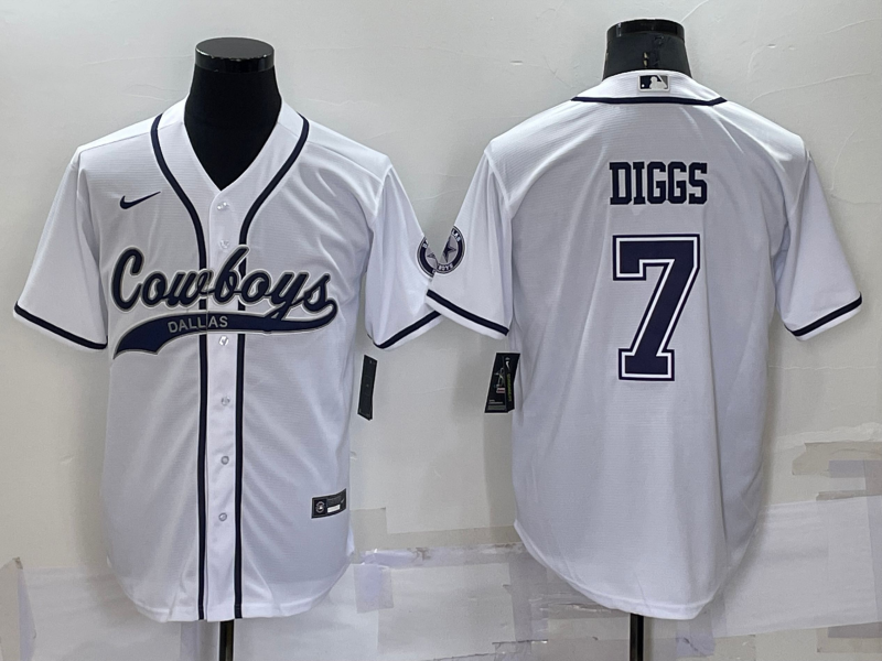 Men's Dallas Cowboys #7 Trevon Diggs White Cool Base Stitched Baseball Jersey Men's Dallas Cowboys #7 Trevon Diggs White Cool Base Stitched Baseball Jersey
